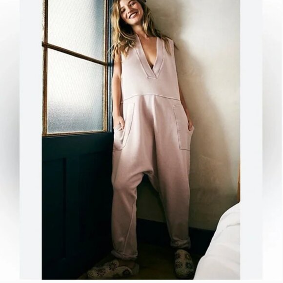 Free People What's Up Oversized Lavender Purple Cotton Sweater Onsie Size XL - Picture 1 of 8